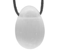 Lebensquelle Plus Pendentif en Forme de Goutte Selenit | Pierre Policière Percée Avec Bracelet en Cuir | Pierre Précieuse de Qualité Supérieure, Sélénite