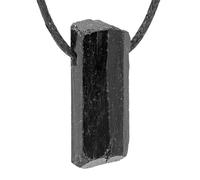 Lebensquelle Plus Pendentif en Pierre Brute de Tourmaline Noire avec Cordon en Cuir, Halbedelstein, cristal, Halbedelstein, cristal