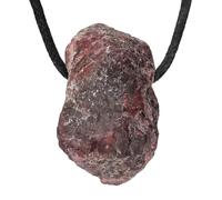 Lebensquelle Plus Pendentif en pierre brute - Pendentif percé avec cordon en coton - Naturel (grenat), unterschiedlich, Pierre précieuse, Grenat