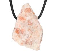 Lebensquelle Plus Pendentif en pierre brute | Pendentif percé avec cordon en coton | Naturel (Pierre de soleil)