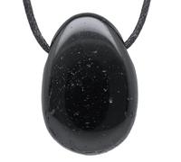 Lebensquelle Plus Pendentif en tourmaline noire, en forme de goutte, avec cordon en cuir, en pierre précieuse percée et de qualité supérieure