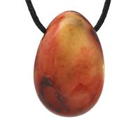 Lebensquelle Plus Pendentif goutte avec cordon en coton + carte de pierre | Set de pierre précieuse véritable | Goutte en pierre roulée percée (Mookaïte)