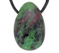 Lebensquelle Plus Pendentif goutte avec cordon en coton + carte de pierres précieuses - Pendentif en pierre précieuse véritable - Pendentif goutte percé, 3 cm, Pierre semi-précieuse, Diverses