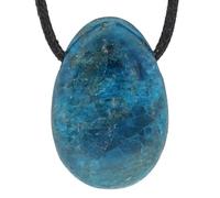 Lebensquelle Plus Pendentif goutte en apatite | Pierre perforée avec ruban de coton | Pierre précieuse de haute qualité, semi-précieuse
