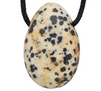 Lebensquelle Plus Pendentif goutte rare avec cordon en coton | Offre groupée collier en pierre naturelle | Pierre précieuse véritable | Goutte en pierre roulée percée (Jaspe Dalmatien)