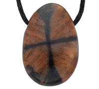 Lebensquelle Plus Pendentif goutte rare avec cordon en coton | Offre groupée collier en pierre naturelle | Pierre précieuse véritable | Goutte en pierre roulée percée (Chiastolite)