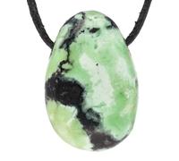 Lebensquelle Plus Pendentif goutte rare avec cordon en coton | Offre groupée collier en pierre naturelle | Pierre précieuse véritable | Goutte en pierre roulée percée (Variscite)
