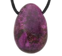 Lebensquelle Plus Pendentif goutte rare avec cordon en coton | Offre groupée collier en pierre naturelle | Pierre précieuse véritable | Goutte en pierre roulée percée (Stichtite)