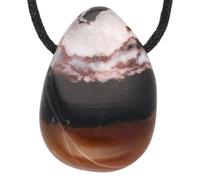 Lebensquelle Plus Pendentif goutte rare avec cordon en coton | Offre groupée collier en pierre naturelle | Pierre précieuse véritable | Goutte en pierre roulée percée (Sardonyx)