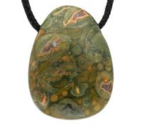 Lebensquelle Plus Pendentif goutte rare avec cordon en coton | Offre groupée collier en pierre naturelle | Pierre précieuse véritable | Goutte en pierre roulée percée (Rhyolite)