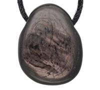 Lebensquelle Plus Pendentif goutte rare avec cordon en coton | Offre groupée collier en pierre naturelle | Pierre précieuse véritable | Goutte en pierre roulée percée (Hypersthène)