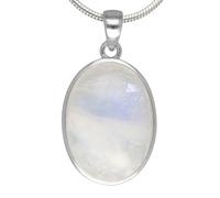 Lebensquelle Plus Pendentif ovale en pierre de lune arc-en-ciel | En argent 925 | 18 x 13 mm (labradorite blanche), Argent sterling, Labradorite (blanc)