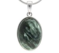Lebensquelle Plus Pendentif ovale en seraphinite - En argent 925 - 18 x 13 mm, M, Argent sterling, Seraphinite.