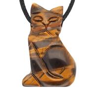 Lebensquelle Plus Pendentif pour Chat en œil de Tigre avec chaîne en Cuir