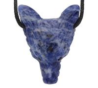 Lebensquelle Plus Pendentif tête de loup | Pendentif animal en pierre précieuse | Pendentif percé avec cordon en coton, Gemme