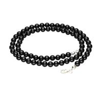 Lebensquelle Plus Schörl Chaîne à Billes Tourmaline Noire Ø 6 mm avec Fermoir Mousqueton 45 cm