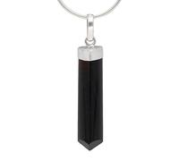 Lebensquelle Plus Tourmaline noire/pointe polie Schorl | Pendentif élégant en pierre précieuse | Capuchon en argent 925 + œillet, Acier inoxydable, Tourmaline