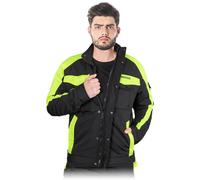 LEBER & HOLLMAN LH-TANZOW-J TANZO Insulated Protective Jacket, Woven Material, 65% Polyester, 35% Cotton, Zippered & Snap Fastening, Stand-up Collar, Ample Pockets, Color: Black-Yellow, Size: L