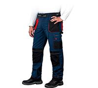 Leber&Hollman - Pantalons de Travail pour Hommes - Pantalons de sécurité pour Hommes - avec Poches pour genouillères - Pantalons à Ceinture - Vêtements de Travail - Bleu/Rouge - Taille: 60