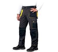 Leber&Hollman - Pantalons de Travail pour Hommes - Pantalons de sécurité pour Hommes - avec Poches pour genouillères - Pantalons à Ceinture - Vêtements de Travail - Noir/Jaune - Taille: 54