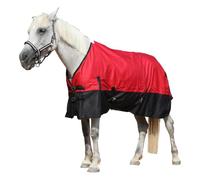 Leberna Chemise de pluie pour cheval 600D sans remplissage, imperméable, léger, respirant, col complet (rouge/noir, 1,6 m)