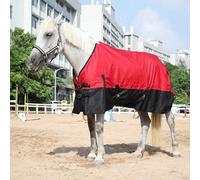 Leberna Chemise de pluie pour cheval 600D sans remplissage, imperméable, léger, respirant, col complet standard (rouge/noir, 1,8 m)
