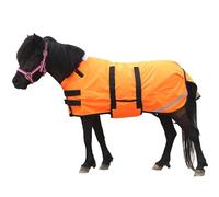 Leberna Tapis d'hiver pour poulain et mini cheval - Couverture 300D respirante pour cheval de sevrage miniature avec bande ventrale (rembourrage 150 g) (orange, taille L (1,9 m à 1,2 m)