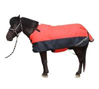 Leberna Tapis d'hiver pour poulain et mini cheval - Couverture 300D respirante pour cheval de sevrage miniature avec bande ventrale (garnissage 150 g) (rouge fluo, taille L (1,9 m à 1,2 m)