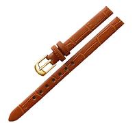 LEBINA Accessoires de Montre Bracelet de Montre Vintage pour Femme et fille Bracelet en cuir 8mm 10mm Boucle Ardillon en or Rose, Marron clair doré, 10mm