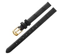 LEBINA Accessoires de Montre Bracelet de Montre Vintage pour Femme et fille Bracelet en cuir 8mm 10mm Boucle Ardillon en or Rose, Or Noir, 8mm