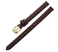 LEBINA Accessoires de Montre Bracelet de Montre Vintage pour Femme et fille Bracelet en cuir 8mm 10mm Boucle Ardillon en or Rose, Brun foncé doré, 10mm