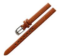 LEBINA Accessoires de Montre Bracelet de Montre Vintage pour Femme et fille Bracelet en cuir 8mm 10mm Boucle Ardillon en or Rose, Marron clair argenté, 8mm