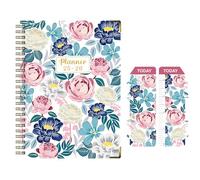LEBKFT Agenda académique 2026 semainier pour enseignants et étudiants - Format A5 - Avec reliure à double spirale et marque-page - Blanc rose