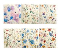 LEBKFT Lot de 6 torchons suédois réutilisables, 100 % biodégradables et compostables avec motifs de fruits, de qualité alimentaire, sans plastique, durables pour écologistes (fleur)