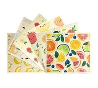 LEBKFT Lot de 6 torchons suédois réutilisables, 100 % biodégradables et compostables avec motifs de fruits, de qualité alimentaire, sans plastique, durables pour écologistes (fruits)