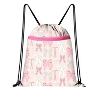 LEBKFT Sac à cordon de serrage avec nœud rose - Étanche - Pour femmes et filles - Grande capacité - Avec cordon de serrage - Sac à dos de sport mignon pour l'école, la natation, les voyages, le