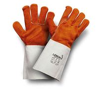 LEBON ANTDI/15 Gant Cuir traité anti-chaleur et ignifugé,multifonction (soudure,cheminée,barbecue..). Entièrement doublé-1 paire-taille unique-coloris orange et gris,1 paire (Lot de 1)