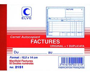 Lebon Et Vernay 2151 Manifold autocopiant facture Format 140 x 105 mm 50 feuillets