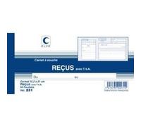 Lebon et vernay - carnet à souche reçu avec tva - format 10,5 x 21cm - 50 feuillets 231 G