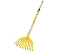 Leborgne, Balai à Gazon pour Enfant, Longueur du Manche 70 cm, Tête en Plastique et Manche en Bois PEFC, Couleur Aléatoire (Jaune ou Rouge), Idéal pour Initier Les Petits au Jardinage