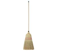 Leborgne, Balai d'Extérieur En Paille de Riz, 6 Fils, Léger, Manche Bois, Pour ramasser les poussières, Balayage sur sol sec ou humide, Utilisé par les services de propreté urbaine