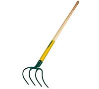Leborgne, Croc de Pépinièriste 4 dents de 16 cm, Manche Bois Pomme Certifié PEFC 100% de 130 cm, Têtes en acier forgé et trempé, Protège pointes : rangement sécurisé