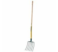 LEBORGNE - Fourche à Maïs 6 Dents - Outils Forgés et Trempés - Sans Manche - Dimensions 32 x 27 cm - Poids 1,1 kg - Protège Pointes pour Sécurité - Pour Foin et Déchets Végétaux