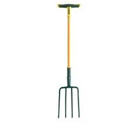 Leborgne, Fourche bêcher 4 dents carrée 30cm, Manche Béquille en Fibre, tête en acier inoxydable : pénètre mieux dans la terre, ne rouille pas, Idéale pour retourner des sols lourds et pierreux