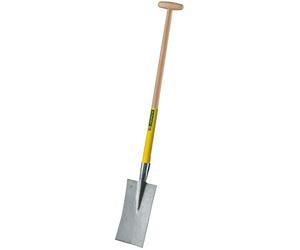Leborgne Louchet Nord Duopro 28 cm Manche Bois Béquille 90 cm Acier Trempé | Repose-pieds - Lame nervurée - Douille pleine soudée avec collerette de renfort - Sols lourds et argileux