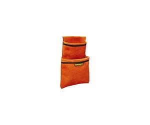LEBORGNE - Maxipoche Double de Charpentier + Bande Réfléchissante Batipro - Pochette à Clous en Croûte de Cuir Velours - Grande Taille pour Clous 180 mm - Pour Charpentiers et Maçons