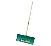 Leborgne - Poussoir Polymère Vert Manche Bois Certifié PEFC 100% - Outil Multi-Usages pour Neige, Copeaux et Sable - 37,5 x 45 cm - Léger et Silencieux
