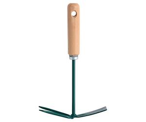 Leborgne, Petite Serfouette Panne et Fourche Manche Bois, Binette à main pour jardinage, Sarcloir de jardin avec 3 griffes, Outil de jardin multifonctions