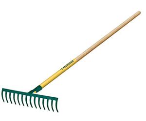 Leborgne, Râteau Forgé 16 dents Courbes Manche Bois Certifié PEFC 100%, dents et peigne en acier forgé et trempé, Idéal pour ramasser les débris et les cailloux, manche extra long de 150 cm