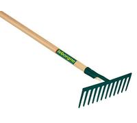 Leborgne, Râteau Forgé 16 Dents Droites, Manche Bois Certifié PEFC 100%, Acier Forgé et Trempé, Idéal pour Ramasser Débris et Cailloux, Manche Extra Long de 150 cm, Outil de Jardinage Efficace